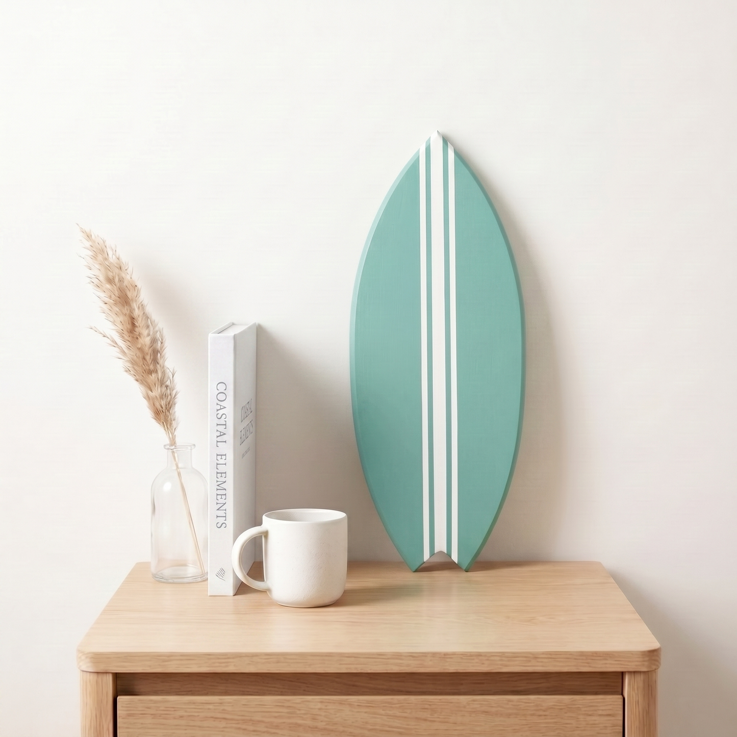 Planche de Surf déco - Base vert jade, lignes blanches