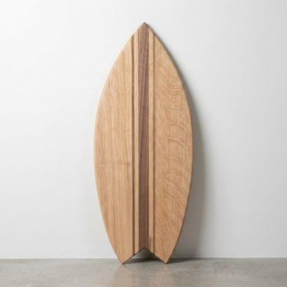 Planche à Découper Surf Premium – Base Chêne, Lignes Noyer