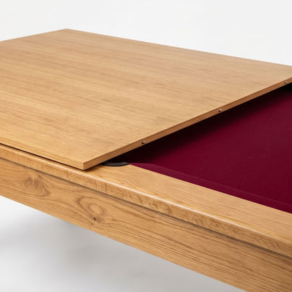 Billard Américain Stella Scipion 2m10 Holzfüße - Massives Eichenholz, umwandelbar in Esstisch & Tischtennisplatte