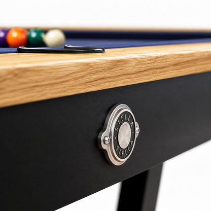 Amerikanischer Billardtisch Stella Millésime Indoor – Massive Eiche & MDF, umwandelbar in Esstisch & Tischtennisplatte