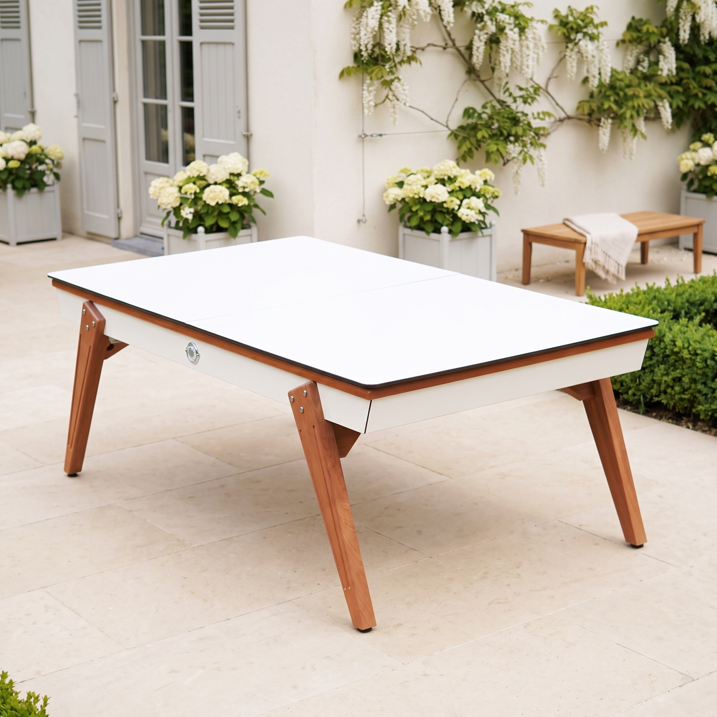 Table extérieur Blanc Stella Millésime Outdoor convertible billard & ping-pong