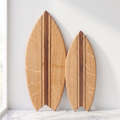 Duo Schneidebretter Surf premium - Basis Nussbaum, Linien Eiche
