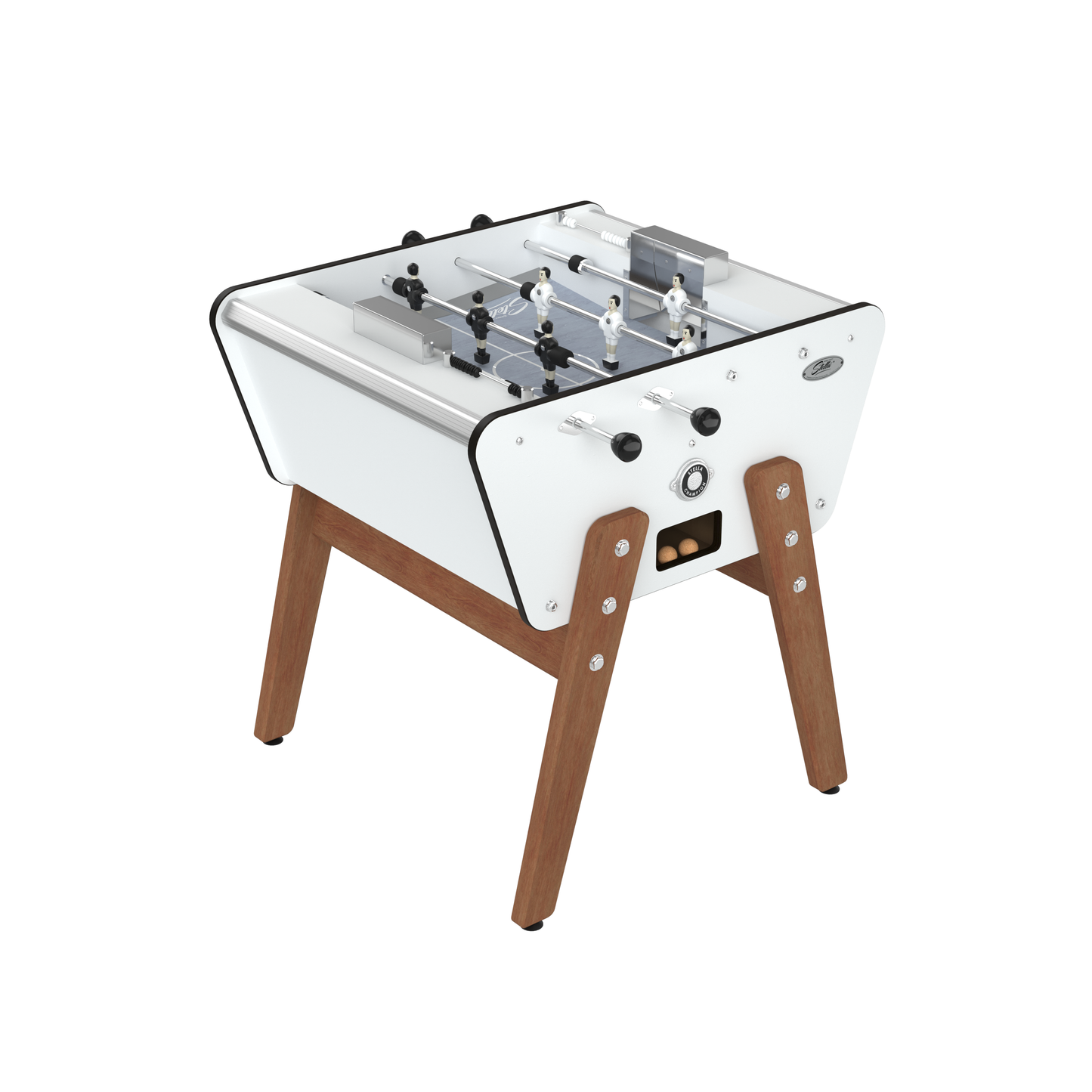 Baby-foot 2 joueurs Stella Toi & Moi Outdoor blanc, un design minimaliste et compact pour petits espaces extérieurs.