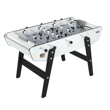 Baby-foot Stella Home blanc au design épuré, une pièce de mobilier lumineuse et conviviale pour toute la famille.