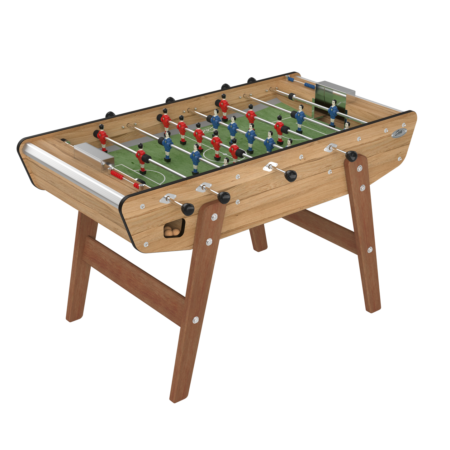 Baby-foot d'extérieur Stella Home Outdoor finition effet chêne, l'aspect chaleureux du bois allié à une résistance totale en extérieur.