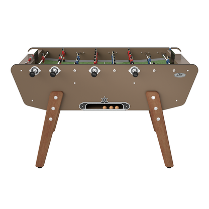 Vue de face du Stella Star Outdoor taupe montrant les barres télescopiques en inox et les joueurs en aluminium.
