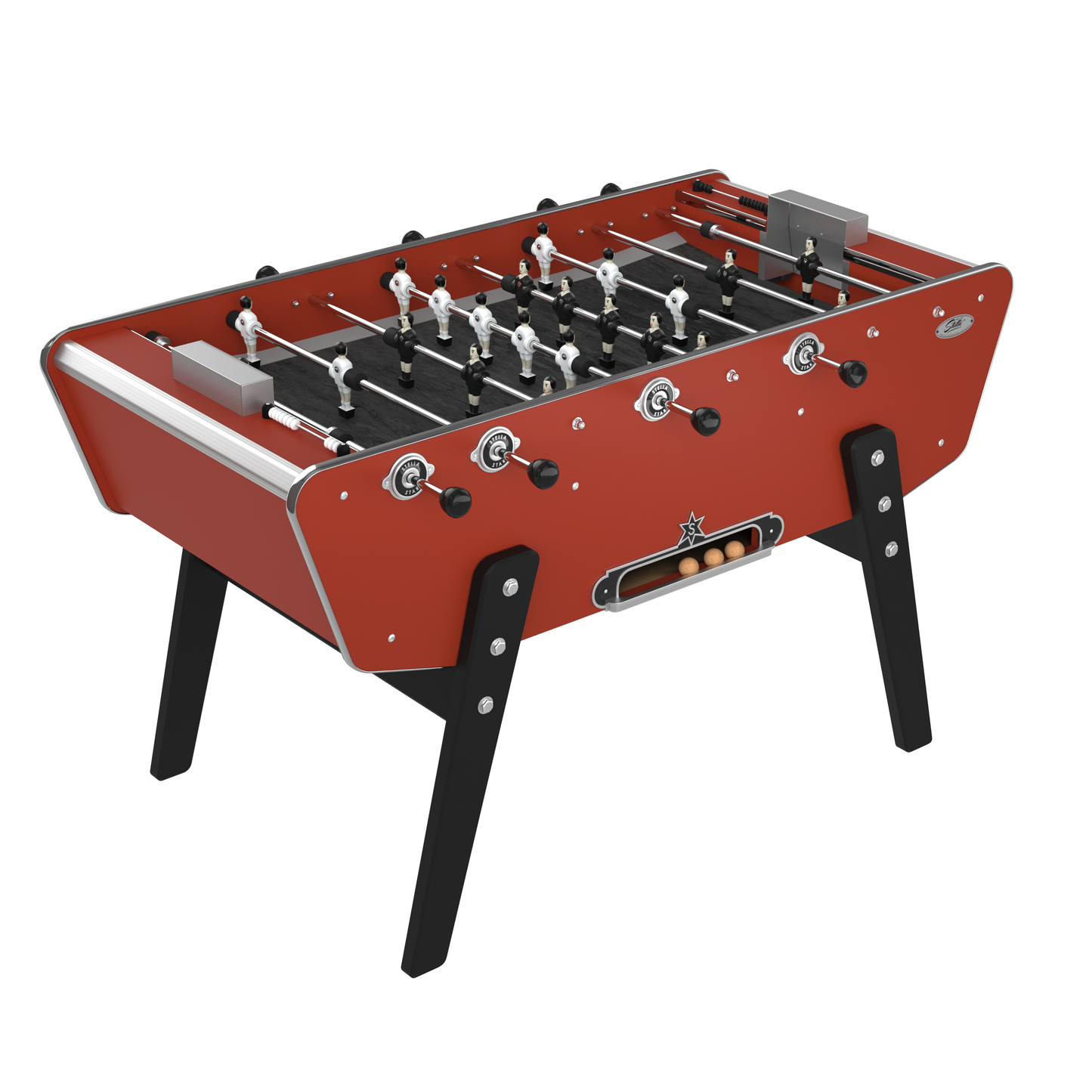 aby-foot Stella Star rouge avec caisse style bateau, le modèle iconique des cafés pour un jeu authentique.