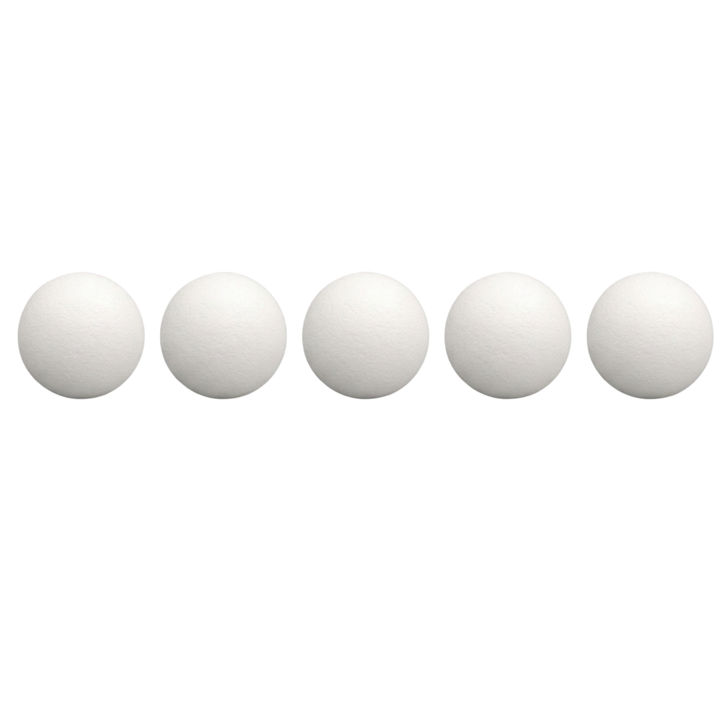 Lot de 5 balles de baby-foot de compétition Stella en Elvax 750 blanches, texture rugueuse pour contrôle technique et accroche optimale.