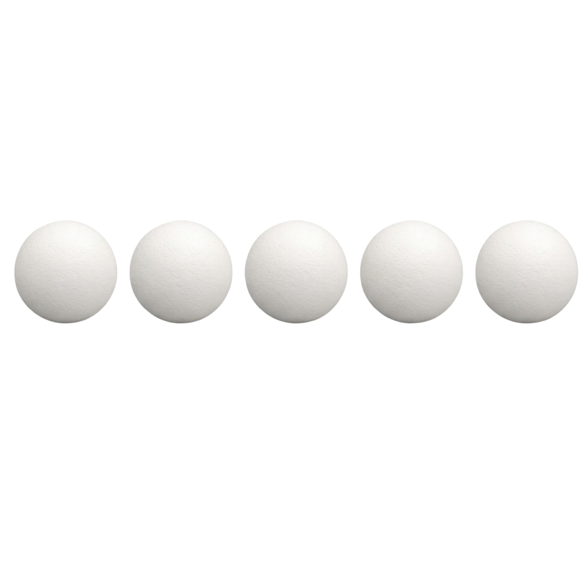 Lot de 5 balles de baby-foot de compétition Stella en Elvax 750 blanches, texture rugueuse pour contrôle technique et accroche optimale.