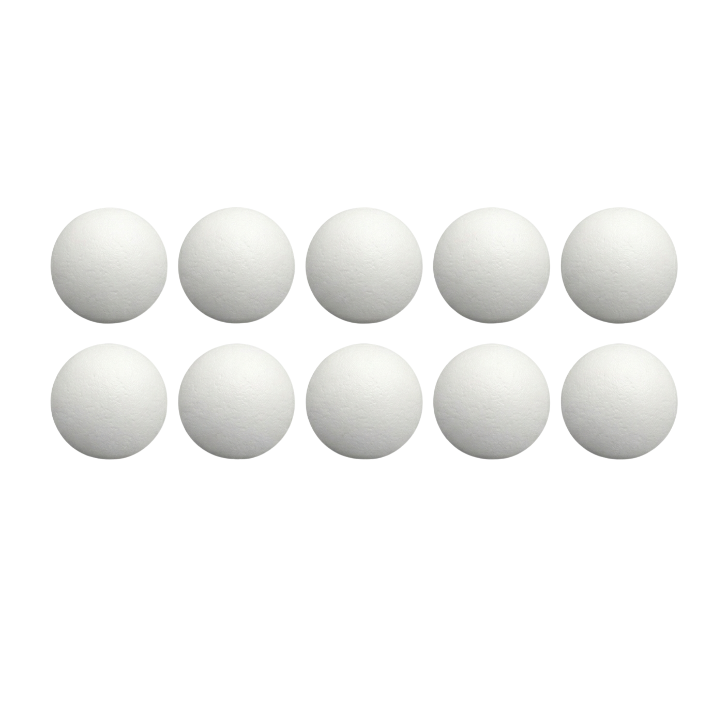 Lot de 10 balles de baby-foot en plastique blanc haute densité pour un jeu rapide, nerveux et des trajectoires précises.