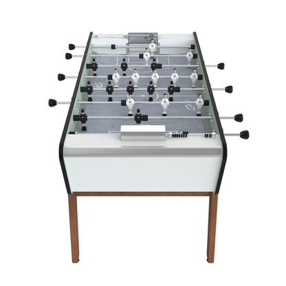 Zoom sur les pieds en bois moabi et la visserie inox, des matériaux conçus pour durer en extérieur toute l'année.