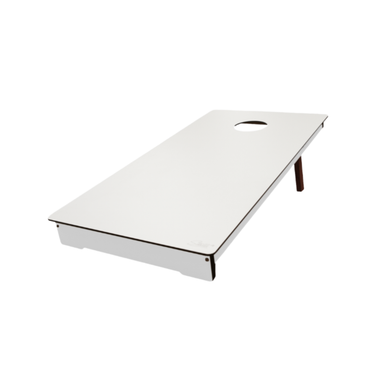 Planche de Cornhole Stella Outdoor blanc en stratifié compact HPL, un design épuré et une résistance totale aux conditions extérieures.