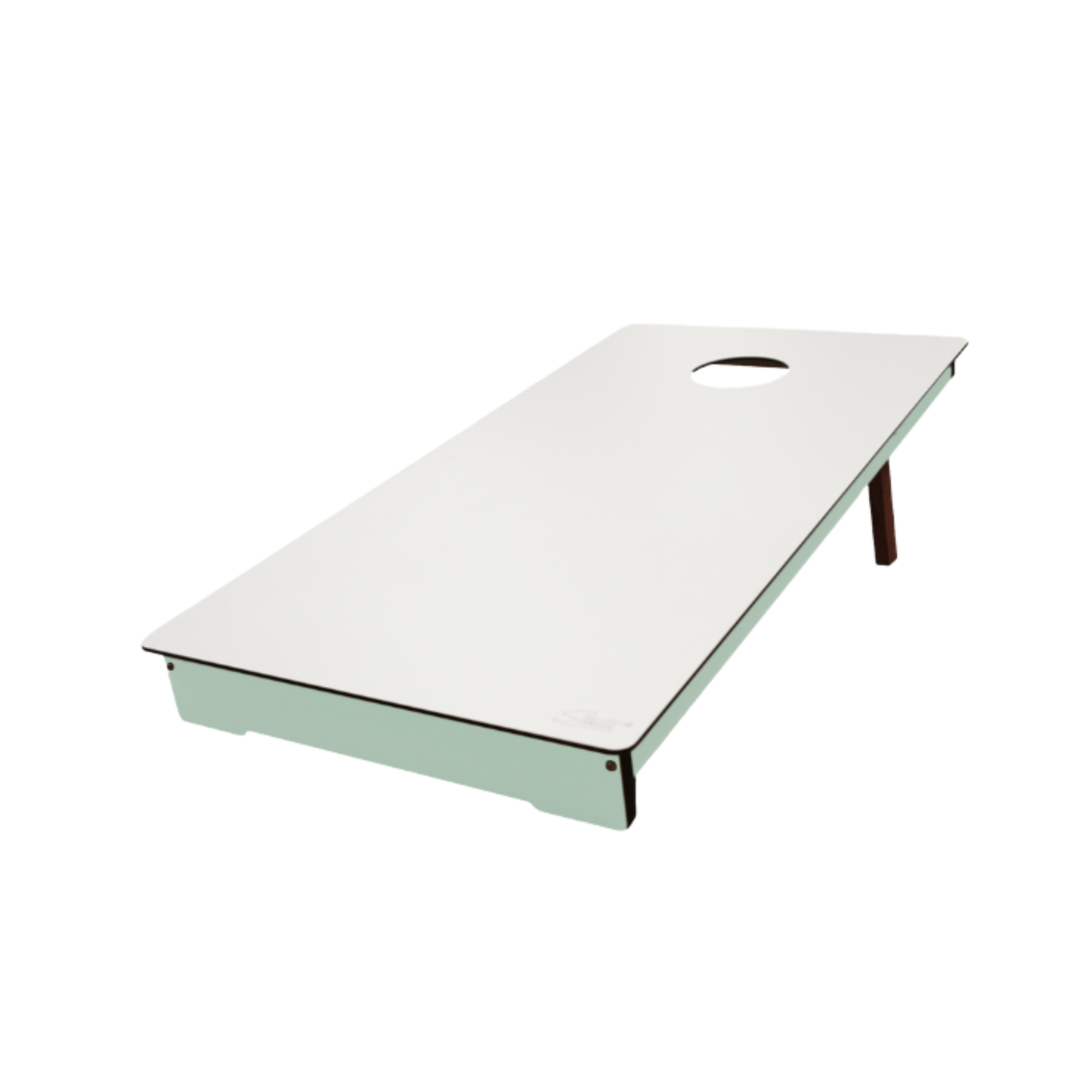 Planche de Cornhole Stella Outdoor vert eucalyptus en HPL, conçue pour résister à la pluie, au soleil et aux chocs.