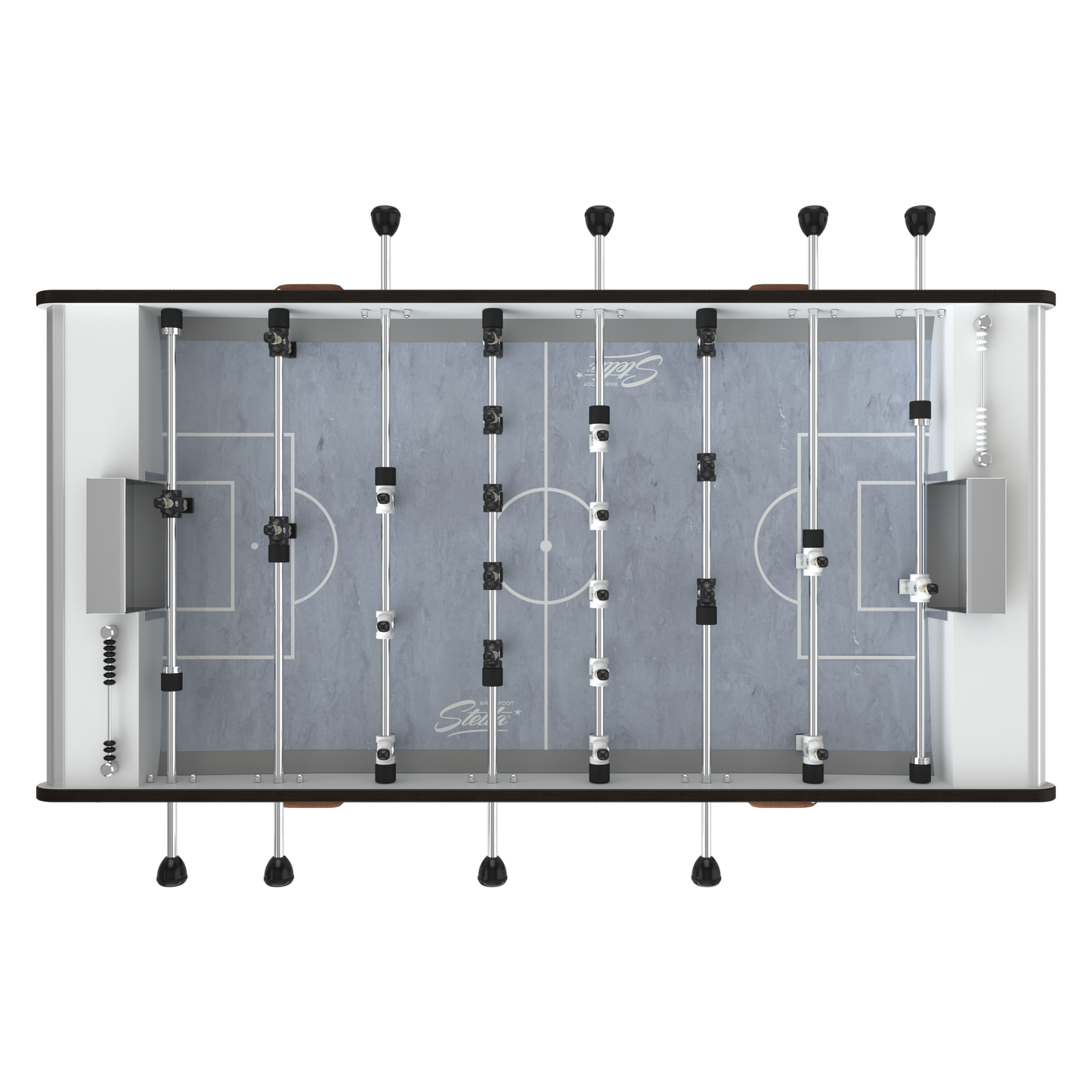 Vue de dessus du tapis de jeu du Stella Home Outdoor blanc, idéal pour les reprises de tête et les balles sautées en plein air.