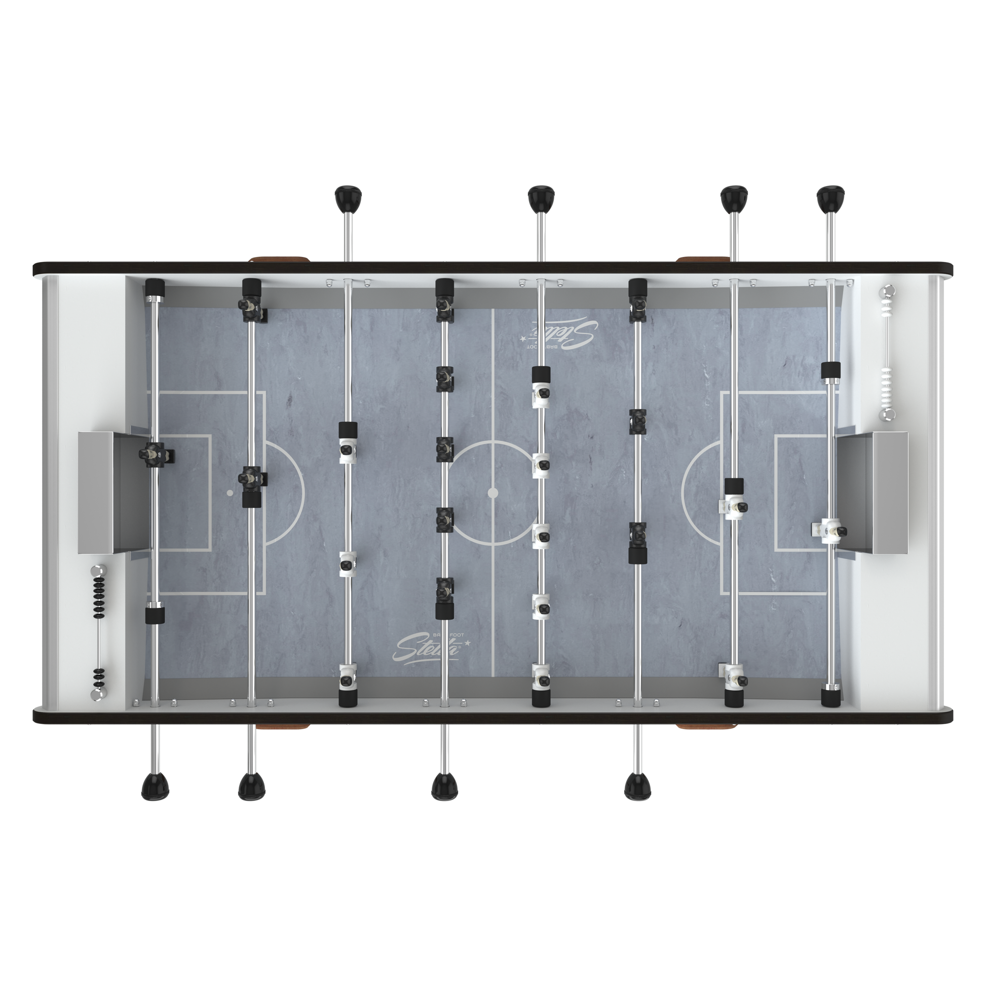 Vue de dessus du tapis de jeu du Stella Home Outdoor blanc, idéal pour les reprises de tête et les balles sautées en plein air.