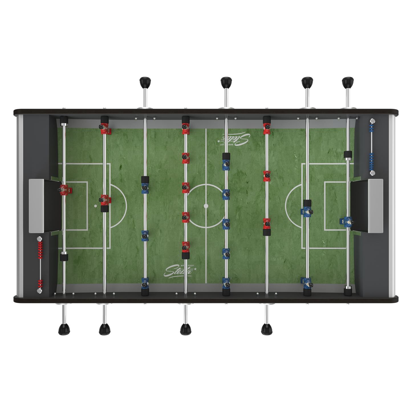 Vue de dessus de la surface de jeu du Stella Star gris, optimisée pour le contrôle de balle et les balles sautées.