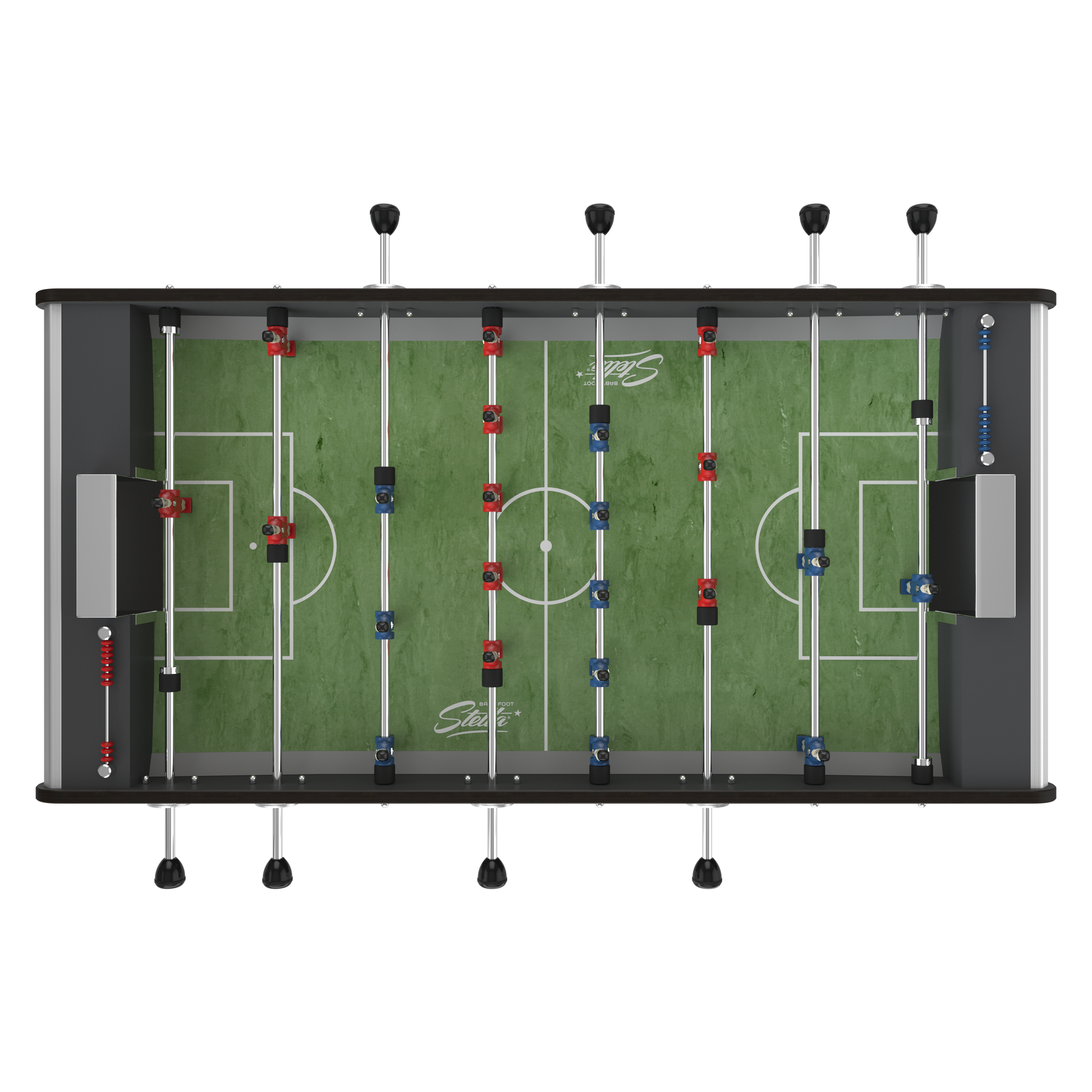 Vue de dessus de la surface de jeu du Stella Star gris, optimisée pour le contrôle de balle et les balles sautées.