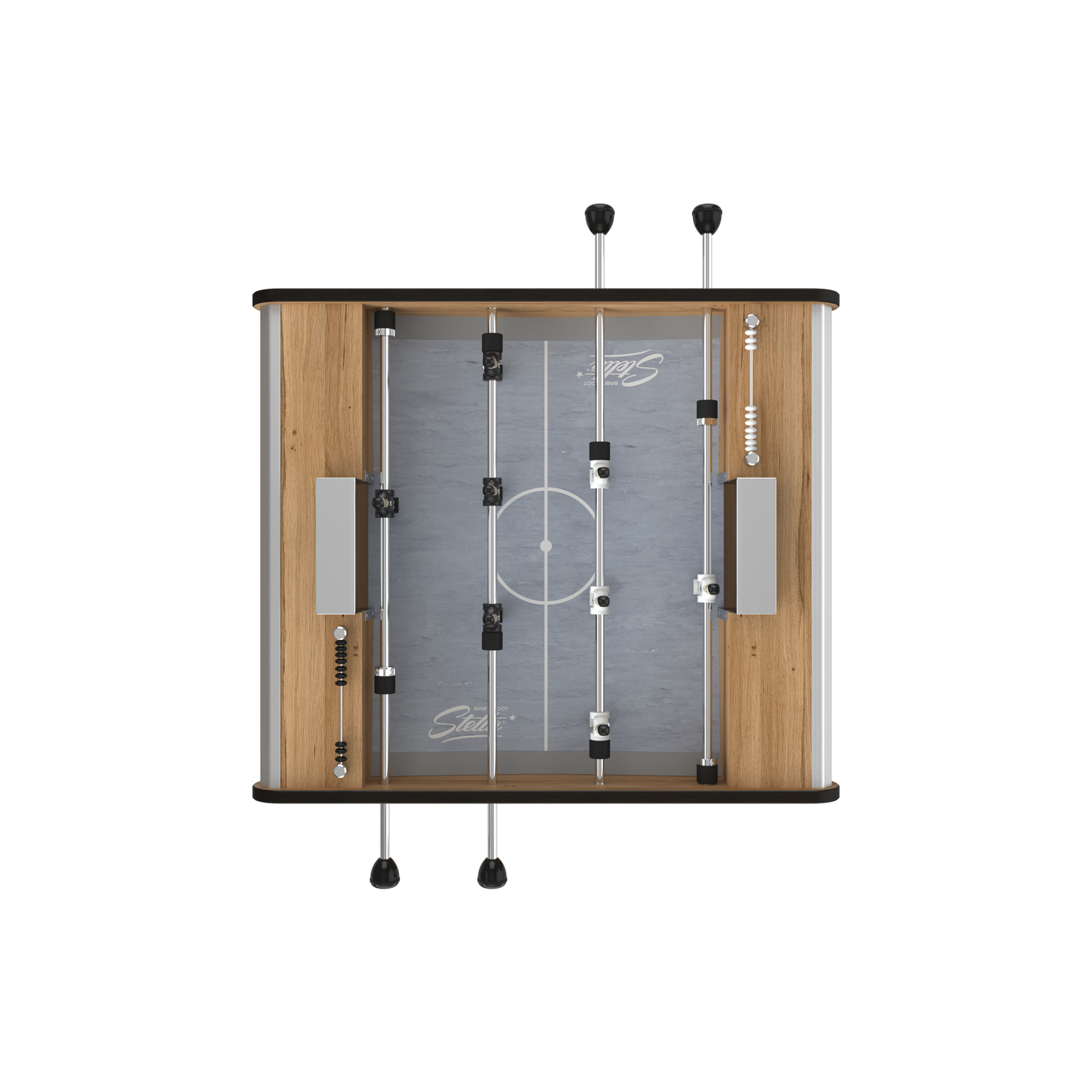 Vue de dessus de la surface de jeu réduite du Stella Toi & Moi, tapis PVC conçu pour les balles sautées et le jeu de tête
