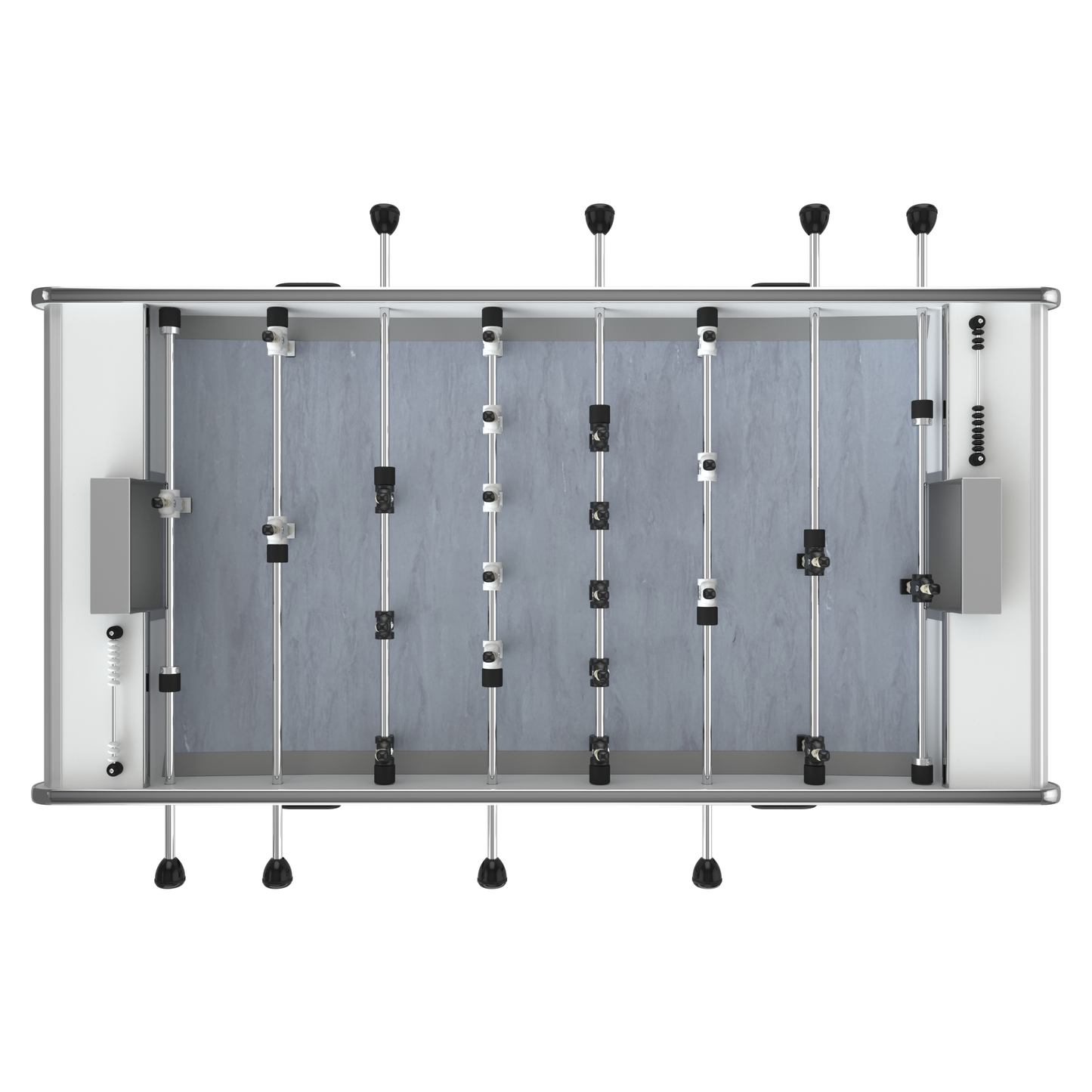 Vue aérienne de la surface de jeu sur le modèle Stella Home blanc, optimisée pour le contrôle de balle et les lobs.