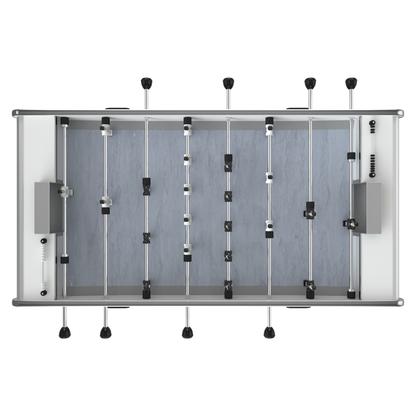 Vue aérienne de la surface de jeu sur le modèle Stella Home blanc, optimisée pour le contrôle de balle et les lobs.