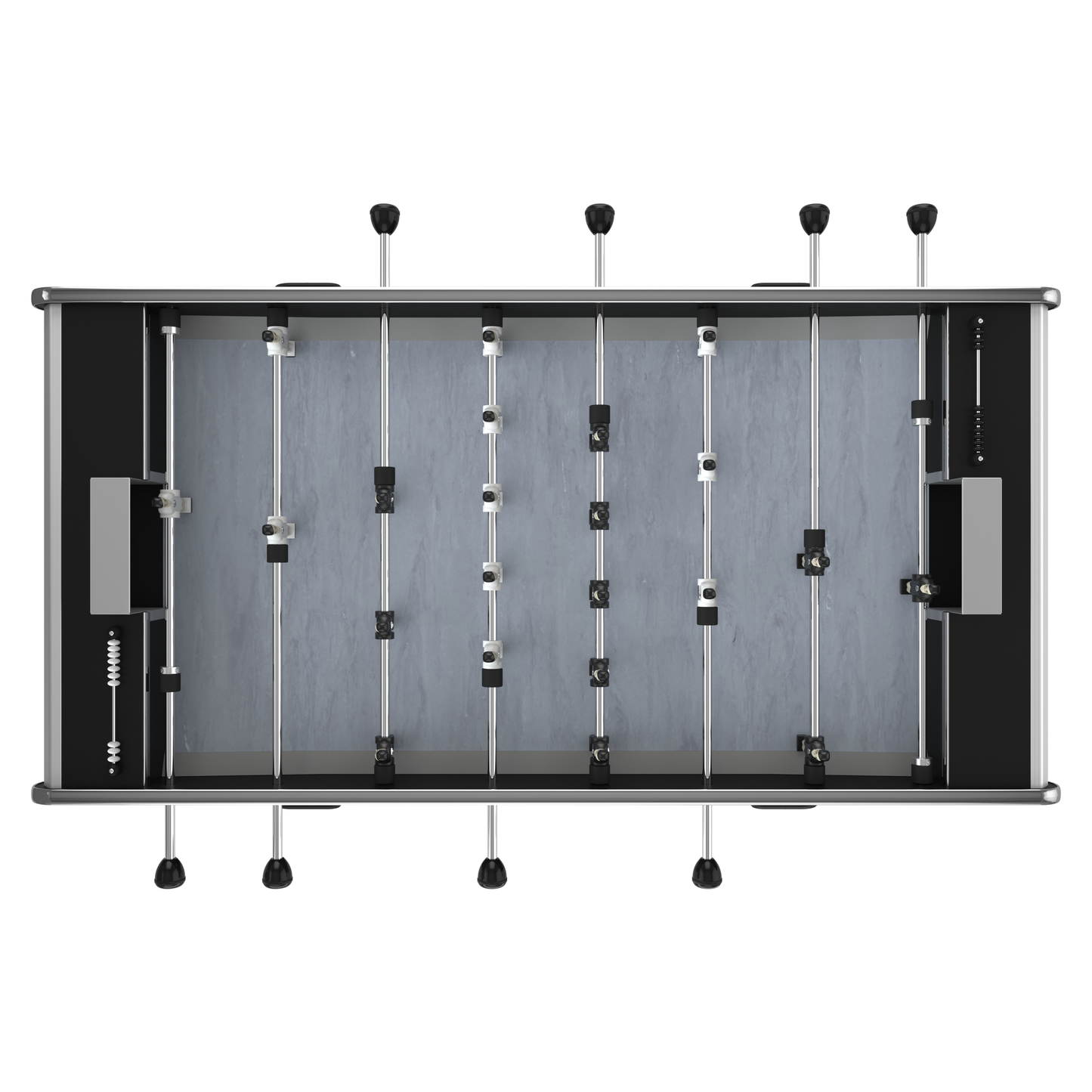 Vue aérienne du tapis de jeu noir du Stella Home, conçu pour un contrôle précis et des balles sautées spectaculaires.